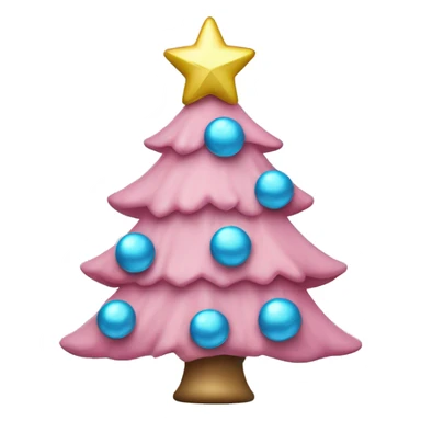 Pink Christmas tree with light blue ornaments and a pink star on top  sticker