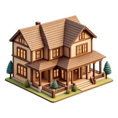 Montana ranch mansion, isometric dollhouse-style, realistic sticker