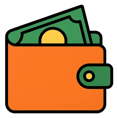 Add a coin partially inside the wallet, keep the color outline icon style, no background. sticker