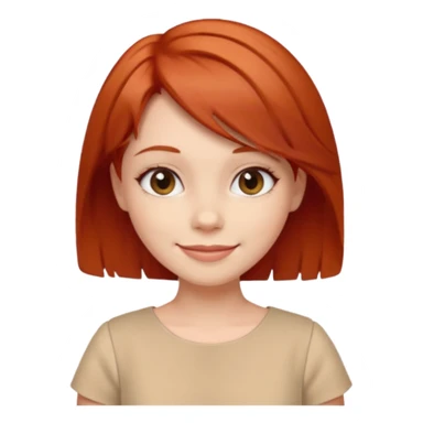 girl-,-short-layer-red-hair wear beige dress sticker