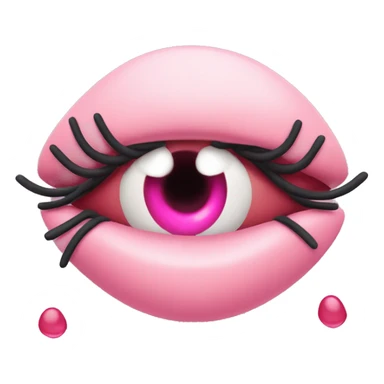 covid virus molecule that is a pretty face with fake eyelashes, large lips, and blush sticker