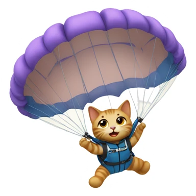 Kitty skydiving with a parachute sticker