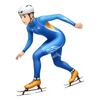 An icon featuring a speed skater gliding effortlessly on a sleek ice track. The background showcases a stunning winter landscape with snow-covered trees, distant mountains, and a clear blue sky. Transparent background highlights the speed, precision, and beauty of speed skating. sticker