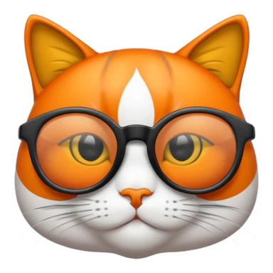 un gato de tres colores naranja, negro y blanco con gafas de leer sticker