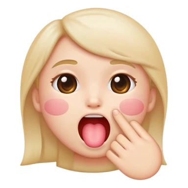 Cute blushed iphone emoji finger inside mouth sticker