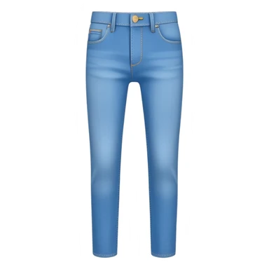 A 3D cartoon sky-blue  jeans with pockets and stitching details, casual slim fit, clean isolated background, Memoji-style. sticker