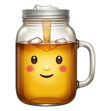 mason jar without any straws, 2d, in google emoji style, no face, simple with little shading, mason jar with ice lemon tea but no lemons and no ice visible.  sticker