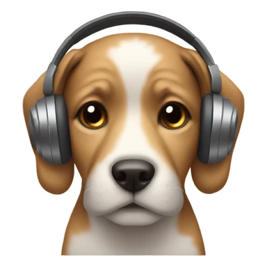 Dog with headphones and cup sticker
