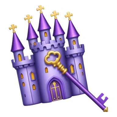 glitter purple key of castle sticker