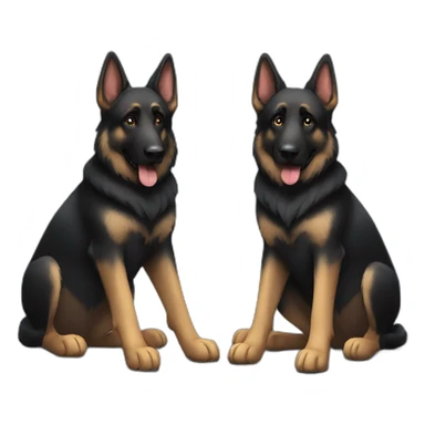 2 black german shepherds sitting next to each other sticker