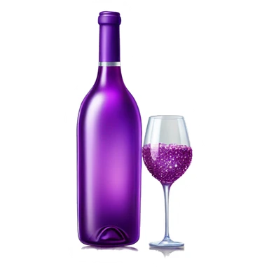 Realistic sparkling diamond glam bottle of Purple Wine and matching long stem wine glass. sticker