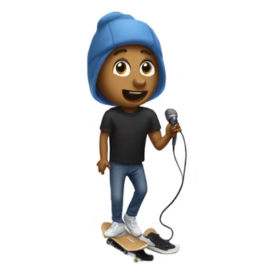 My brother Karl singing into a microphone that looks like a skate sticker