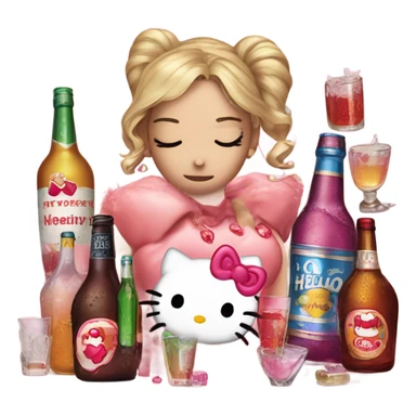 Hello kitty crying with tears with alcohol hello kitty sticker