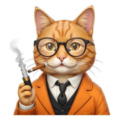 Cat with glasses and smoking sticker