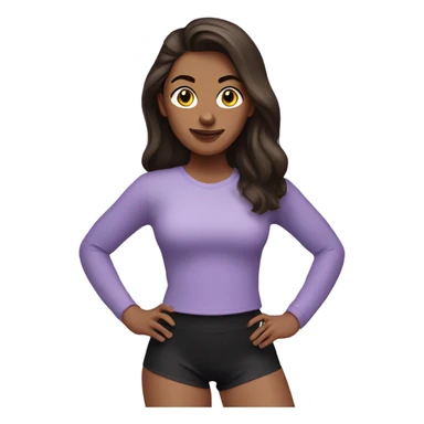 Brunette lady in lilac long sleeve shirt and black gym shorts sticker