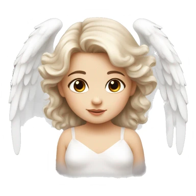 beautiful white baby angel with wings long brown hair eyelashes sticker