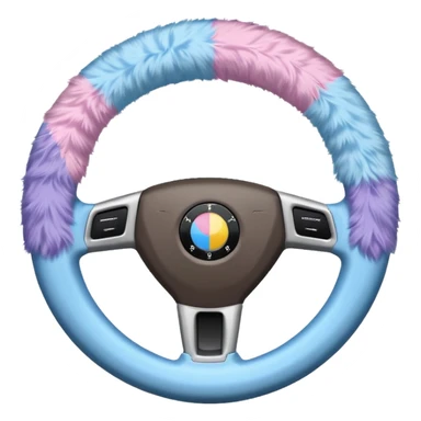 steering wheel with transgender pride flag colors, fluffy sticker