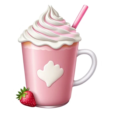 Pink latte with whip cream and strawberries  sticker