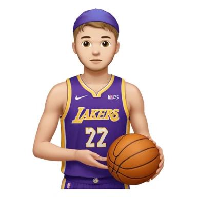 Luka doncic in Lakers uniform with basketball sticker