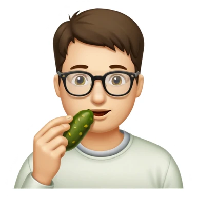 man with glasses eating a pickle sticker