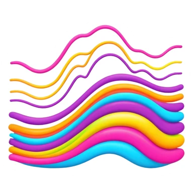 3D, psychedelic colored hippie style wavy line sticker