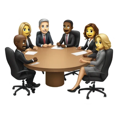 5 people business meeting sitting at a table sticker