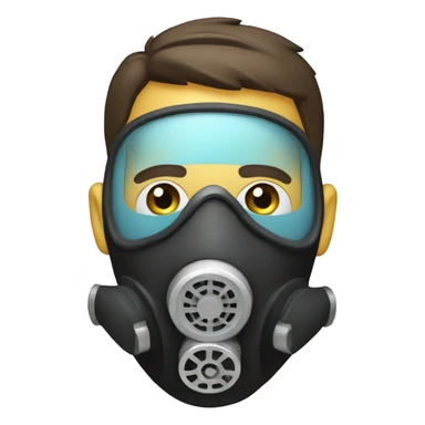 gaz mask with one central filter sticker