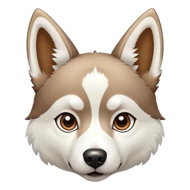 White and brown husky dog with pointy ears sticker