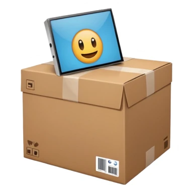 cardboard package sitting in a living room sticker