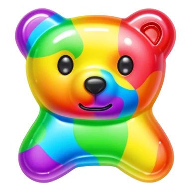 A neon rainbow gummy bear bow sticker