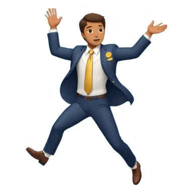 man in a suit falling with moneys sticker
