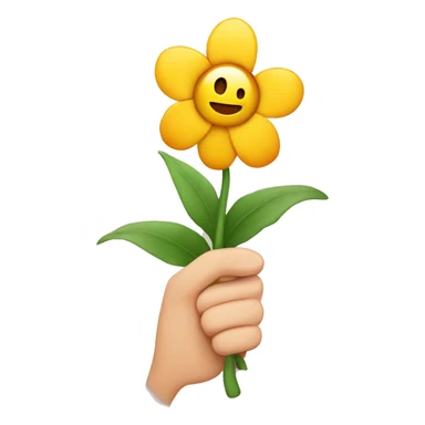 Lachender emoji mit blume in der hand  sticker