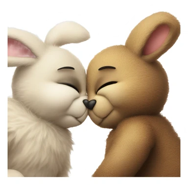 bunny and teddy bear kissing sticker