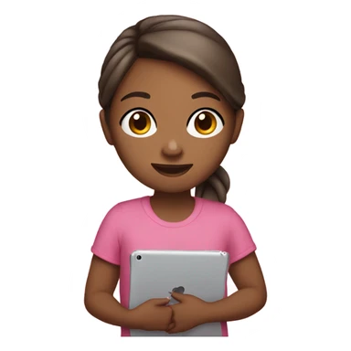 Cute girl wearing pink and holding an ipad in her hand sticker