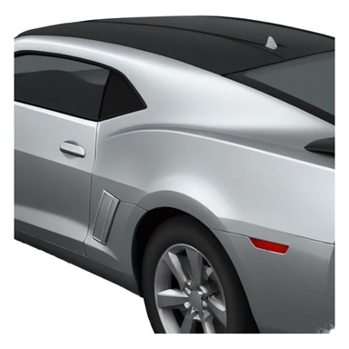 Side view of a Silver Camaro 2010 with black front lips and black spoiler and silver rims sticker