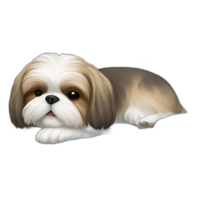 Shih tzu sleeping in light blue circular dog bed sticker