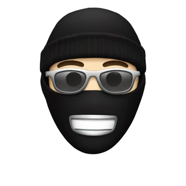 a japanese man with a black balaclava in wooll, black sunglasses and silver grillz on teeth sticker
