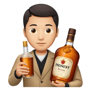 Asian man with hennessy sticker