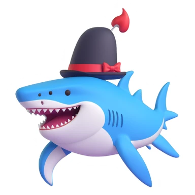 shark wearing a top hat sticker