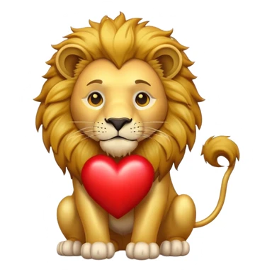 Lion with heart sticker