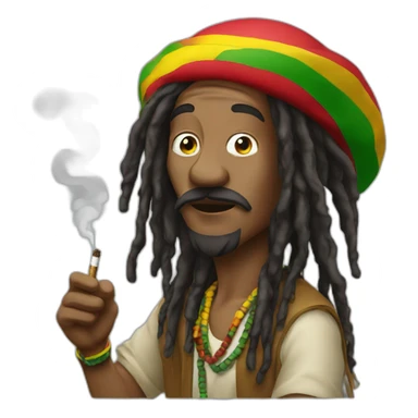 Rastaman with cigarett sticker
