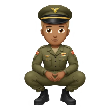 A black man squatting wearing army attire sticker