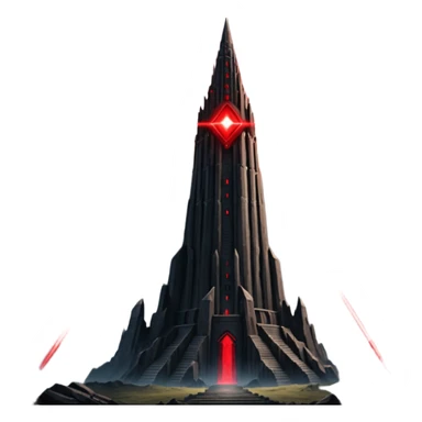 Barad Dúr from Lord of the Rings, Dark, giant Tower, with red laser beams shooting into the sky sticker