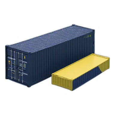 Small claster of futuristic containerainers of different shapes colored matte navy blue, green and yellow sticker