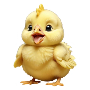 Cinematic Cute Yawning Yellow Baby Chicken Portrait Emoji, Head tilted slightly with a dramatic, wide-open yawn, showcasing a soft, downy yellow coat with little drooping wings, round beady eyes barely open in drowsy contentment, Simplified yet irresistibly adorable features, highly detailed, glowing with a soft, cozy glow, high shine, relaxed yet expressive, stylized with a touch of whimsical charm, bright and endearing, soft glowing outline, capturing the essence of a sleepy yet affectionate chick, so drowsy it feels like it could stretch out of the screen and curl up for a nap! sticker