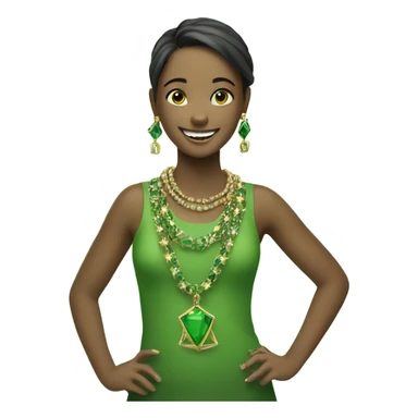 smiling girl with jewelry and green eles sticker