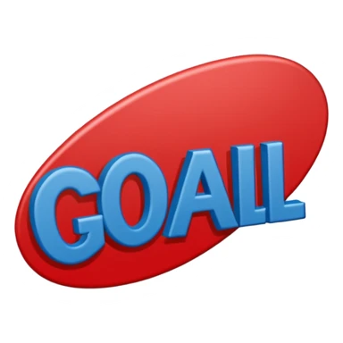 Word “Goal” sign comic style blue (#00A3E0) and red (#F9423A)  sticker