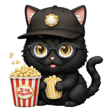 balck cat with with rapper popcorn with opticals sticker