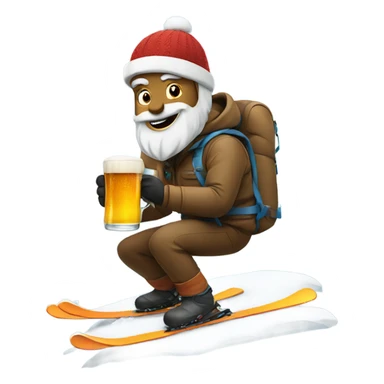 Man snow skiing with beer in hand sticker