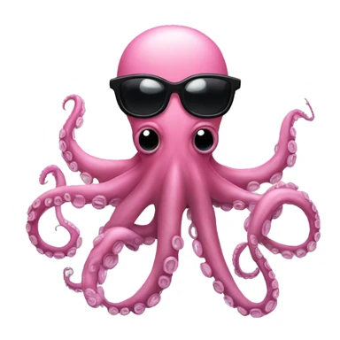 an eerie looking pink octopus with black glasses and only 8 tentacles sticker